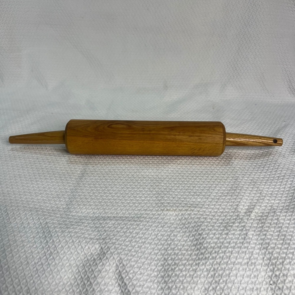 VTG Solid Wood Rolling Pin Free Sliding Tapered Handles Natural Grain 17.5 Inch